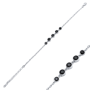 สีดําหิน CZ สร้อยข้อมือ Charm เครื่องประดับทําด้วยมือตุรกีขายส่ง Handmade 925 เงินสเตอร์ลิงทรงกลมเรขาคณิต - Product Image 5