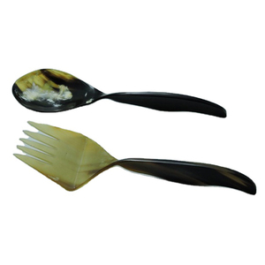 Prix de gros Serveur à salade en corne de design moderne Pièce maîtresse noire servant fourchette cuillère à salade Serveur fabriqué en Inde par l'exportateur SCI - Product Image 6