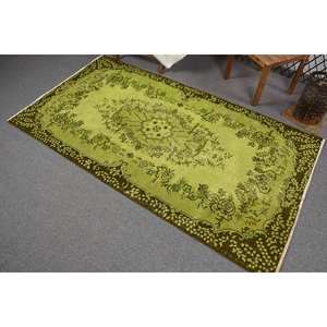 Classique vert marron Vintage tapis turc 3.7 X 6.8ft Patchwork Rectangle tapis laine Latex support pour décorations de salon - Product Image 4