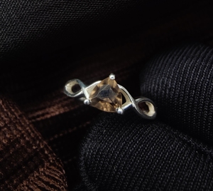 <b>925</b> Sterling <b>Silver</b> Smoky Quartz Trillion Cut <b>Ring</b> With Gold Plating Handmade Gemstone Jewelry Wholesale - Product Image 2