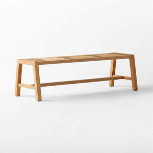 Banc en bois de teck massif avec rotin synthétique tissé sur le siège et matériau de haute qualité pour une utilisation intérieure et extérieure - Product Image 5