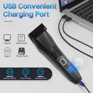 Tondeuse à barbe sans fil réglable sur 20 longueurs pour hommes, étanche, avec lame en T en acier inoxydable, tondeuse à poils du visage, alimentation par batterie USB - Product Image 3