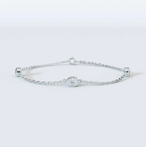 Pulsera de bisel de diamante cultivado en laboratorio de oro sólido de 10K, pulsera de diamante de corte brillante para boda, joyería chapada en oro blanco, regalo GIA - Product Image 1