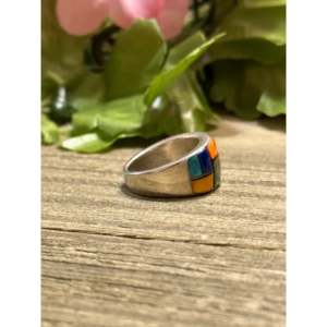 Bague artisanale Navajo en pierres précieuses fines avec opale naturelle et argent sterling, taille 5 - Product Image 3