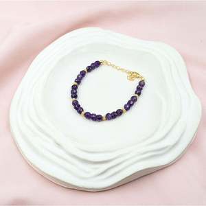 18K Gold Filled Amethyst <b>Bracelet</b> 925 Sterling Silver Jewelry with <b>Ball</b> Shape for Gift - Product Image 4