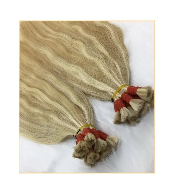 Vietnam High Quality Export Standard Piano Straight Bulk hair extensions Super Double drawn hair 18 inch