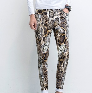 Pantalon en cuir à jambe large, coupe droite et ajustée, motif imprimé effet peau de serpent, respirant, vêtement d'extérieur, sur mesure à faible MOQ - Product Image 5