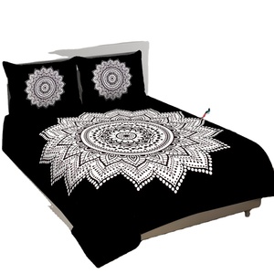 Ensemble de housse de couette jetable 3 pièces bleu solide Orange couvre-lit comprenant un drap plat et 2 taies d'oreiller Quality Hotel Indian - Product Image 2