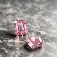 Paire d'octogones à facettes de laboratoire Padparadscha Sapphire Loose Gemstone Calibrated Pink Bead Cut Stone