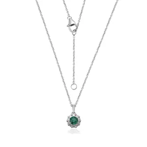 Superior quality luxury natural gemstone 925 sterling silver emerald zircon multi stone pendant supplier