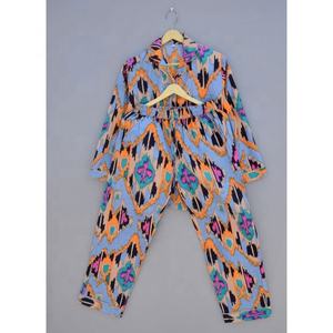 ชุดนอนพิมพ์ลายดอกไม้ใส่สบายชุดนอนแบบบล็อกมืออินเดียชุดยาวชุดเพื่อนเจ้าสาวเซ็กซี่มีสไตล์ฤดูใบไม้ผลิฤดูร้อน - Product Image 5