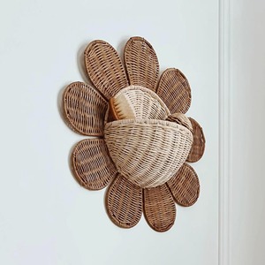 Cesta de Pared de Mimbre con Forma de Flor, Cestas de Almacenamiento Hechas a Mano, Mimbre Natural, Modernas y Multifuncionales, Hechas en Vietnam - Product Image 1
