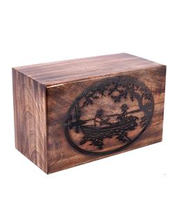 Boîte en bois Urnes funéraires funéraires pour cendres humaines Urnes funéraires adultes pour columbarium-Arbre de vie (Couple Boat Inches) - Product Image 6