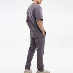 Slim Fit Men's <b>Scrub</b> <b>Sets</b> with Pocket Design Breathable Polyester/Cotton Fabric for Long Hospital Shifts - Product Image 5