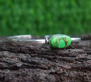 Bracelet réglable fait à la main en argent sterling 925 Excellente qualité Pierre précieuse turquoise en cuivre vert personnalisée pour anniversaire - Product Image 3