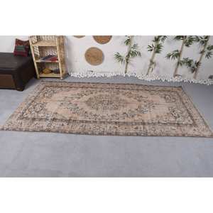 Alfombra tradicional de lana marrón Beige 4,4X8,7 pies hecha a mano Vintage turco Patchwork rectángulo alfombras para adolescentes látex para pasillo - Product Image 3