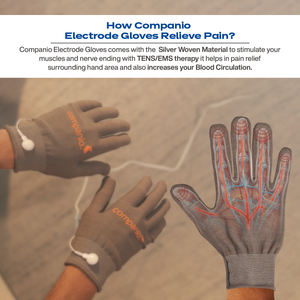 Paire de gants électrodes en fibre conductrice avec chaussettes de massage conductrices avec adaptateur et fils d'électrodes - Product Image 3