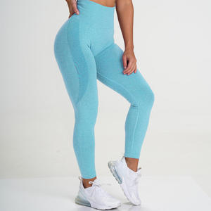 Leggings de sport pour femmes de qualité supérieure, vente en gros, taille haute, en nylon et élasthanne, sans couture, extensibles, respirants, anti-transpiration, pour le fitness - Product Image 3