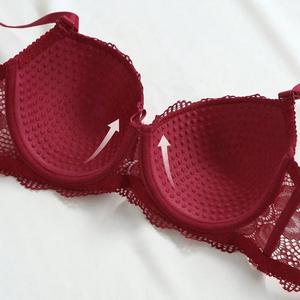 Conjunto de lencería sexy de encaje con copas completas acolchadas para mujer, venta al por mayor, conjunto de sujetador y bragas con bordado floral, tallas grandes, ropa de dormir elegante. - Product Image 5