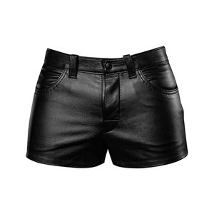 Pantalones Cortos de Cuero Sólido para Hombre, Cómodos y Casuales, Cintura Alta, Diseño Transpirable y Ecológico, Costuras Finas, Calidad Duradera - Product Image 1