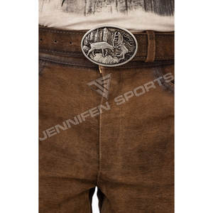 Lederhosen corto para hombre bávaro hecho a medida 100% cuero nobuk genuino bordado frontal botones cierre lados y bolsillos traseros - Product Image 2