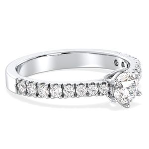 Anillos de Compromiso de Diamantes Cultivados en Laboratorio con Corte Redondo de 0.86 Quilates, Oro Blanco de 14K y 18K, Diseño Personalizado REYES, Joyería Fina para Mujer - Product Image 3