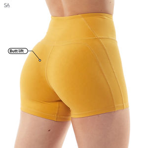 <b>Women's</b> Lightweight Mid Waist Casual Jogging Training <b>Yoga</b> <b>Shorts</b> Breathable Quick Dry 100% Cotton Drawstring Closure Pakistan - Product Image 5