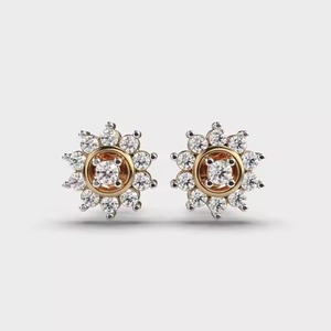 Boucles d'oreilles en diamant avec motif floral en or blanc et rose pour les occasions de fête - Product Image 1