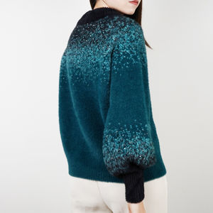 Suéter de Mohair de Algodón para Mujer, de Alta Calidad, Diseño OEM, Ropa de Moda, Mangas Largas, Suéter de Mohair a Rayas para Mujer - Product Image 5