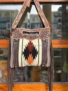 Nuevo bolso de cuero con herramientas aztecas de estilo tradicional occidental, bolso de hombro colorido para mujer y bolso de mano, Conjunto Combinado único - Product Image 4