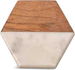 Handmade Wholesale decorative Natural <b>wooden</b> marble <b>coaster</b> <b>wooden</b> <b>coasters</b> white black <b>wooden</b> marble <b>coaster</b> - Product Image 4