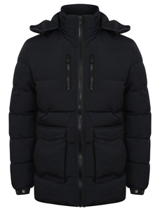 Custom High Quality Winter Cotton Padded Puffer Jacket Casual <b>Zipper</b> Solid Outdoor Hooded Puffer Jackets for Men - Product Image 5