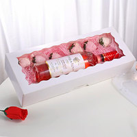 Boîtes de boulangerie avec fenêtre 16" x 6.5" x 3" en carton blanc auto-ouvrant pour emballage d'étiquettes de biscuits, beignets, fraises (personnalisable)