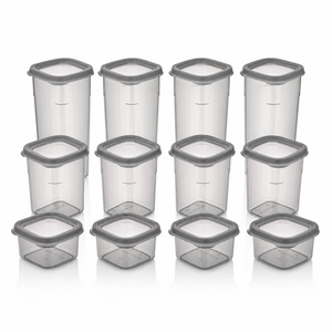 Plastic Eco-Friendly Dishwasher Safe Square Food <b>Storage</b> <b>Container</b> Set 12 Pcs <b>for</b> <b>Kitchen</b> Pantry Refrigerator and Retail Supply - Product Image 1