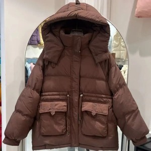 Nueva chaqueta acolchada de invierno de estilo coreano de longitud media para mujer, bombardero de pato blanco, tela de tormenta Polar cálida, diseño impreso transpirable - Product Image 6