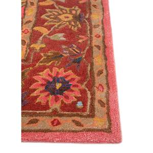 พรมขนสัตว์ผสมวิสโคสทอมือ Kasbah ลายดอกไม้สีแดงส้ม ลายทางคลาสสิก สำหรับบ้าน ห้องโถง รูปทรงสี่เหลี่ยมผืนผ้า-Top-1509(Cs-01) - Product Image 4