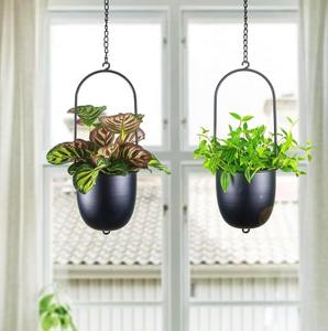 Modern Black Matte <b>Hanging</b> <b>Planter</b> For <b>Indoor</b> Greenery And Stylish Home Decoration With Practical Everyday Uses From India - Product Image 1