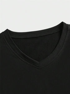 Camiseta corta acanalada de algodón transpirable con logotipo personalizado para hombre, colección de verano 2024 con costura en contraste, Camiseta corta transpirable - Product Image 4