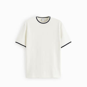 T-Shirt col rond à manches courtes pour hommes, 100% coton, marque personnalisée, blanc, uni, grande taille - Product Image 4