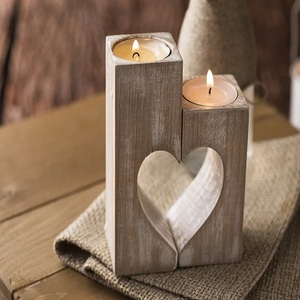 Wood Candle Holders Heart Shape Mother's Day Gift Rustic Wooden Decorative <b>Tealight</b> Candles Wedding Gift Home Decorations Gift - Product Image 2
