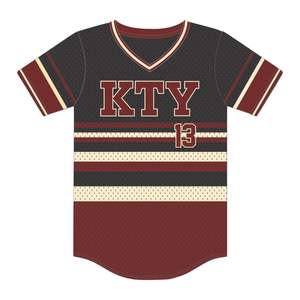 DST Black Striped Pullover <b>Baseball</b> Jersey 100% Polyester Mesh Delta Sorority Apparel V Neck <b>T</b> <b>Shirt</b> Maroon Embroidered Applique - Product Image 2