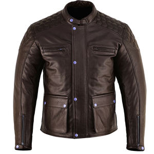 Men's Leather Motorcycle Quilted Jacket <b>Stand</b> Collar <b>Coat</b> Men Real Leather <b>Coat</b> - Product Image 3