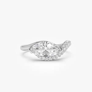 แหวนหมั้นเพชรทรงมาร์คีส์ประดับเพชรแบบพาเว่โค้ง 1.90 กะรัต E-F VS ทอง 14K สำหรับเป็นของขวัญวันครบรอบแต่งงาน - Product Image 2