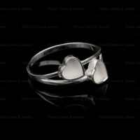 Hochwertiger 925er Sterlingsilber, versilberter 5mm Doppelherz-Halbfassungsring mit leerer Lünettenfassung für Edelstein-, Harz- oder Ascheschmuck