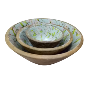 Bols en bois d'acacia, la plupart des motifs imprimés en émail, écologiques pour les salades, les fruits, les aliments, personnalisables - Product Image 2