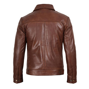 Chaquetas de cuero de calidad para hombre, nueva moda, chaqueta de cuero marrón personalizada, chaqueta de cuero Vintage Boxy para hombre, hecha por Dikson Sports - Product Image 4