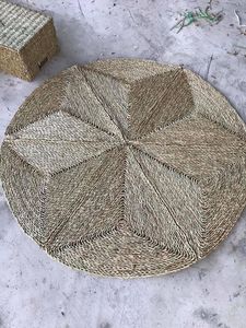Napperon en jonc de mer artisanal vietnamien tapis naturel rond tapis durable écologique pour Table à manger cuisine et Style maison - Product Image 2