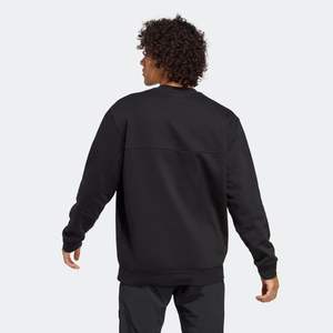 Warm and Cozy Loose Fit 77% Cotton 23% Recycled Polyester Fleece Jet <b>Black</b> Crewneck Sport <b>Sweatshirt</b> - Product Image 3