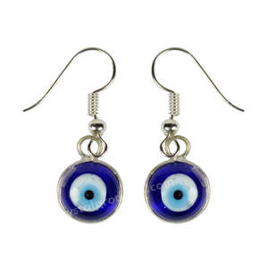 Boucles d'oreilles Evil Eye en alliage de zinc argenté pour la protection - Product Image 1