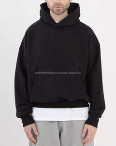 Sudadera con Capucha Corta de Algodón 100% Grueso de 460GSM 500GSM, Estilo Holgado, Personalizada con Estampado, Color Azul Klein, para Hombre - Product Image 4